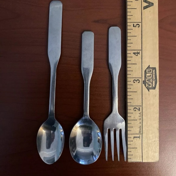 Vtg Sanitoy Stainless Steel Korea Baby Fork Spoons - Picture 1 of 2